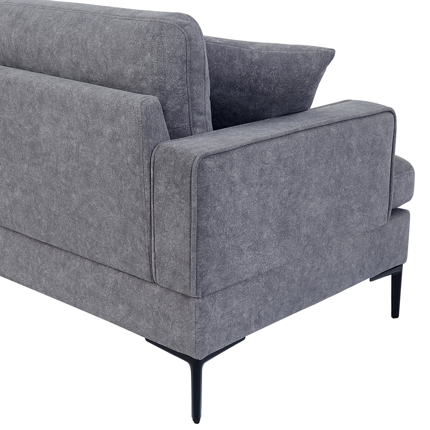 Kadyn Upholstered Modern Loveseat Sofa, Couches with Metal Legs and 2 Pillows, Sofa Couches for Small Spaces, Grey