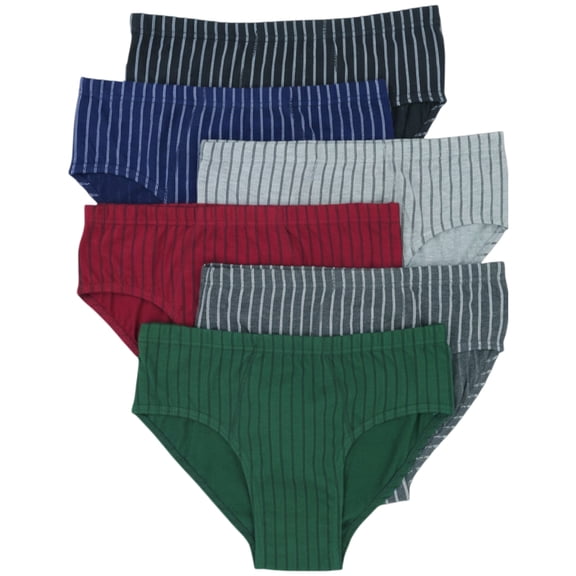 ToBeInStyle Men's Pack of 6 Assorted Cotton Bikini Briefs w/ Stripes - Large