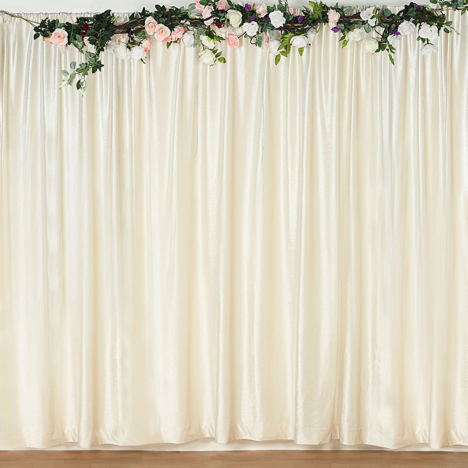 Efavormart 8Ft H x 8Ft W Premium IVORY Velvet Backdrop Curtain Panel