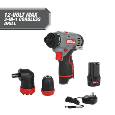 Hyper Tough 12V Max Lithium-Ion 3-in-1 Multi-Head Power Drill Set with 1.5Ah Battery and Charger
