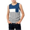 thumbnail image 2 of Asxite Toddler Boys Tank Top Contrast Color Pocket Sleeveless Crew Neck Casual Summer Blouses 3-14Y, 2 of 6