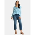 thumbnail image 2 of Time and Tru Women's Ruffle Neck Blouse with Long Sleeves, Sizes XS-3XL, 2 of 5