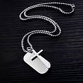 thumbnail image 4 of Lord's Prayer Cross Dog Tag Necklace | Stainless Steel Engraved Cross Pendant | Black/Silver Religious Necklace for Men, Father's Day Gift, 4 of 8