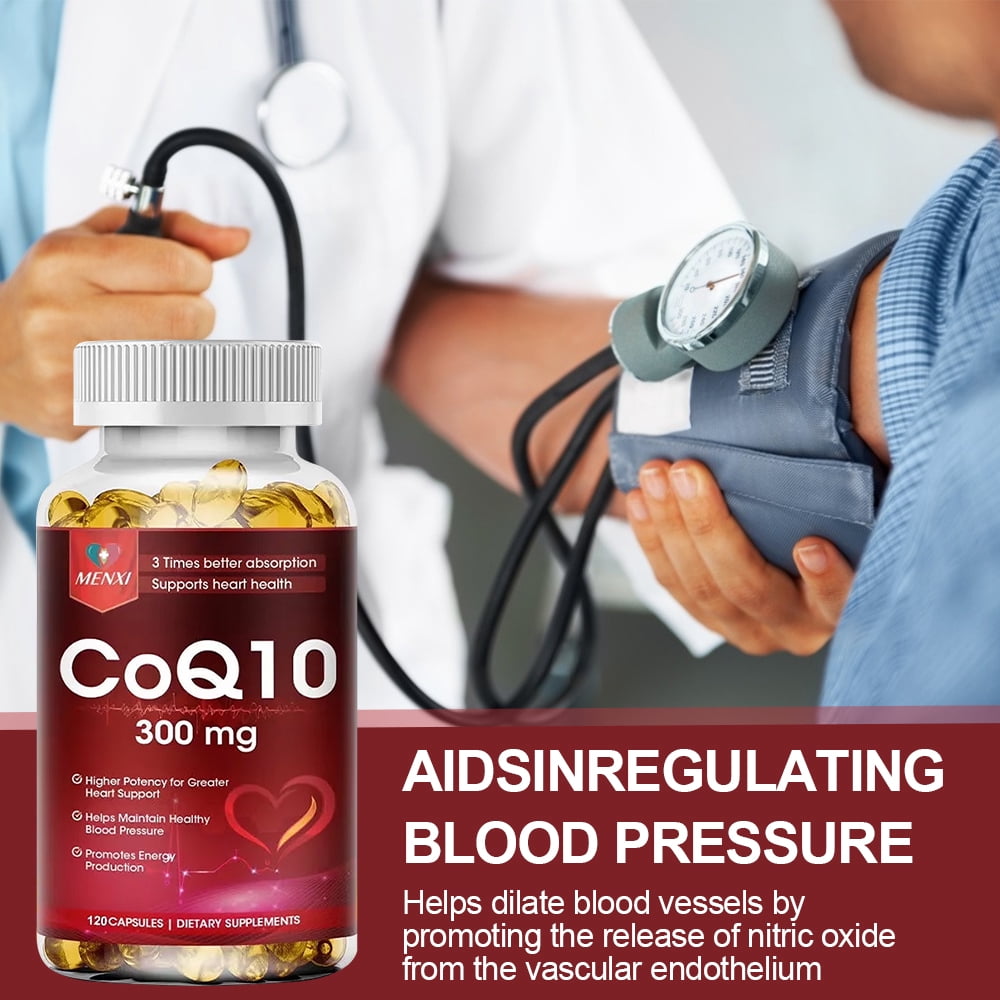 MENXI CoQ10 300mg, High Potency Ubiquinone Softgels for Heart Health & Energy Support, Antioxidant, 2 Bottles (120 Softgels Each)
