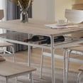 thumbnail image 2 of Ktaxon Mid-Century Modern Dining Room Set for 6, Rectangle Kitchen Table Set with 4 Chairs and 1 Bench, Dining Table for 6 with Storage, White Oak, 2 of 9