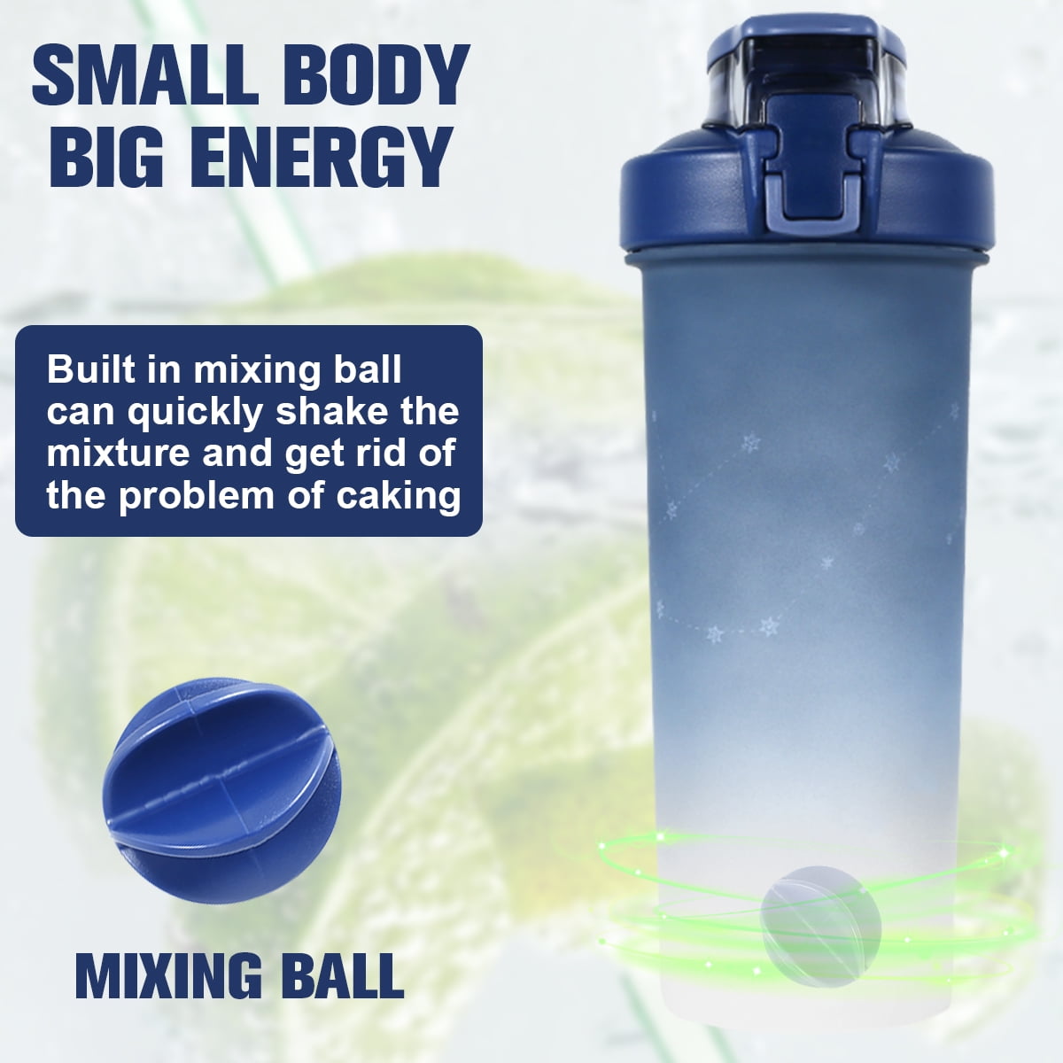 Beforeyayn500ml Shaker Bottle,Shaker Bottle With Stirring Ball,Water Cup  For Fitness, Classic Protein Mixer Shaker Bottle 