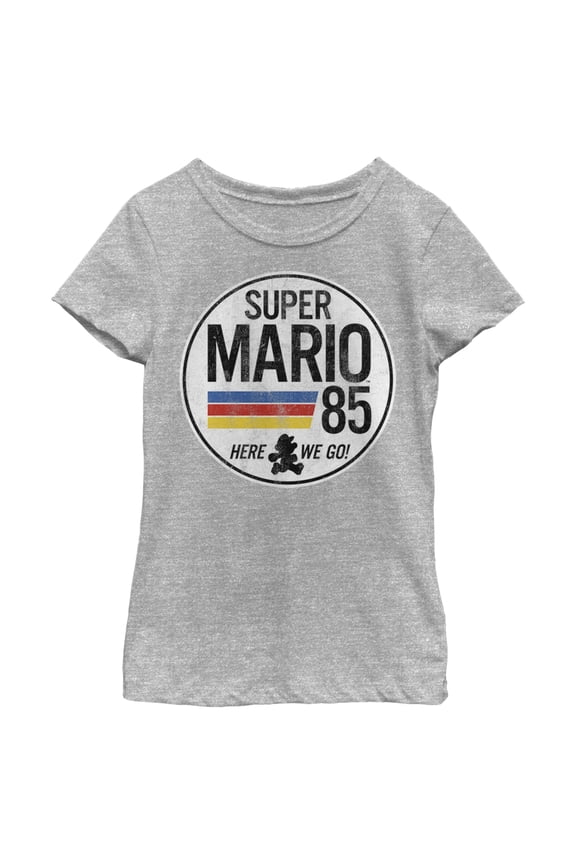 Girl's Nintendo Super Mario Retro Rainbow Ring  Graphic Tee Athletic Heather X Large