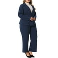 thumbnail image 4 of Plus Size Suit Two Piece Outfits for Women Business Office Blazer Jacket and Pants Suit Set 2X Dark Blue, 4 of 6