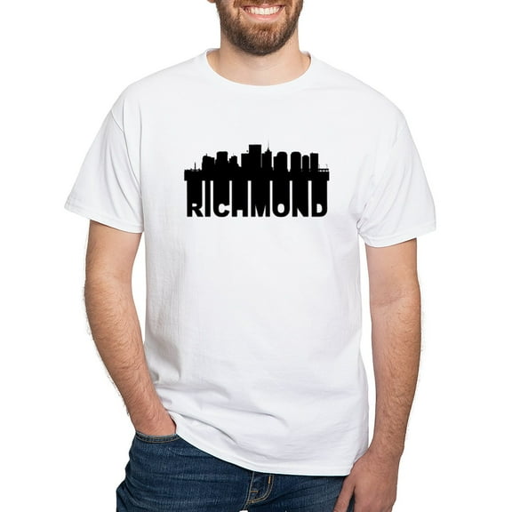 CafePress - Roots Of Richmond VA Skyline T Shirt - Men's White Classic Cotton T-Shirts