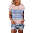 thumbnail image 1 of YUGYXL Tuniques pour Femmes Manches Courtes Chemises Tendance Manches Raglan Blouses Habillées Col Rond Hauts Imprimés Sorties Tees B Multicolore S, 1 of 6