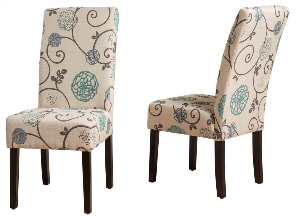 Dining Chair in White and Blue Set of 2