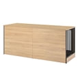 thumbnail image 4 of Pefilos XL Dog Crate Furniture with Two Combined Rooms, Double Dog Cage with Tray, MDF+Iron Material, Natural - for Medium/Large Dogs, 4 of 7