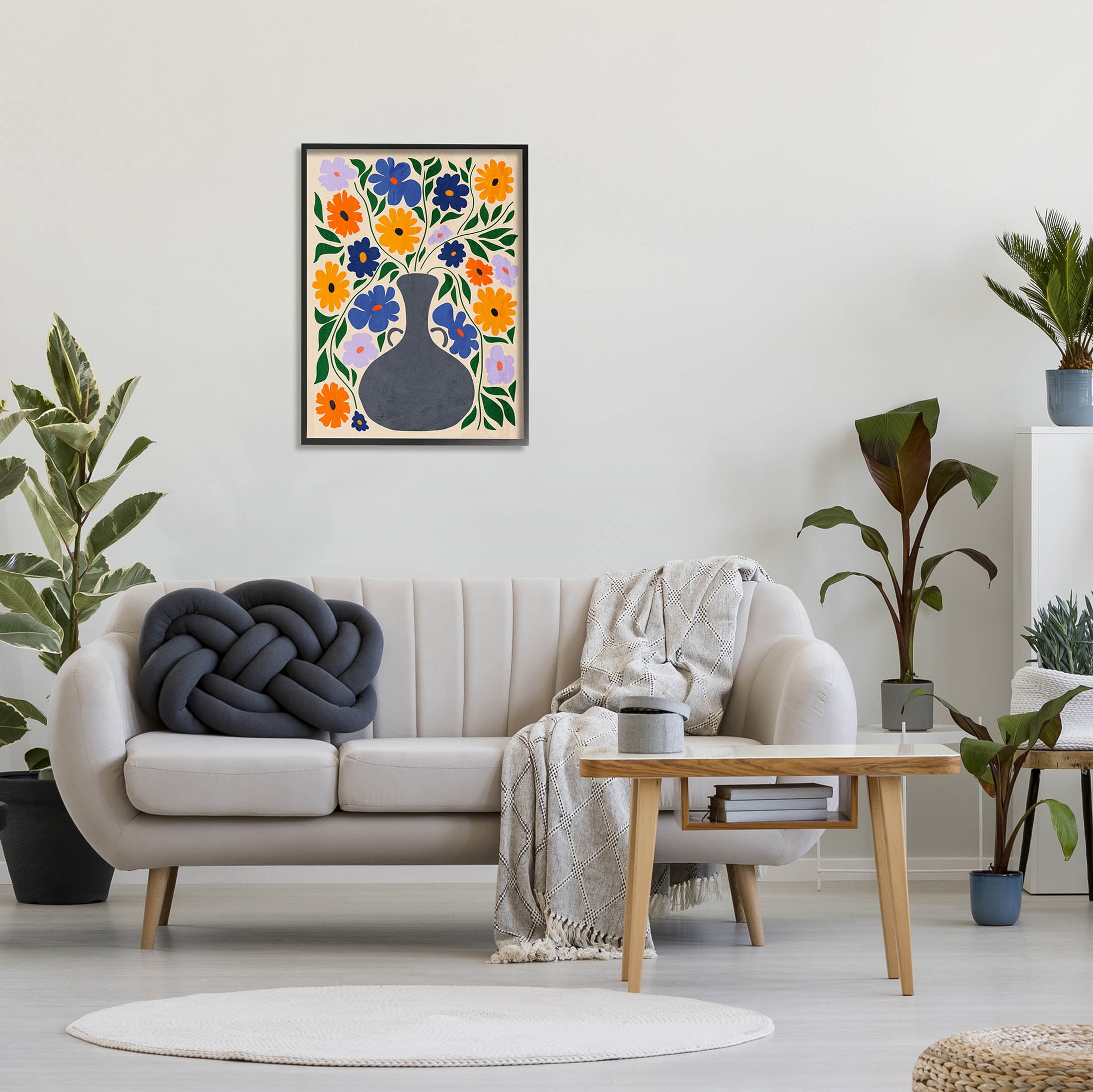 Stupell Industries Contemporary Daisies Flower Pot Graphic Art Black Framed Art Print Wall Art, Design by Ziwei Li