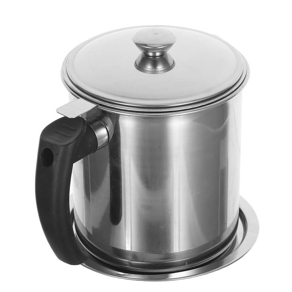 Homoyoyo Silver Stainless Steel Oil Strainer Pot Large Capacity Oil Filter for Kitchen Use