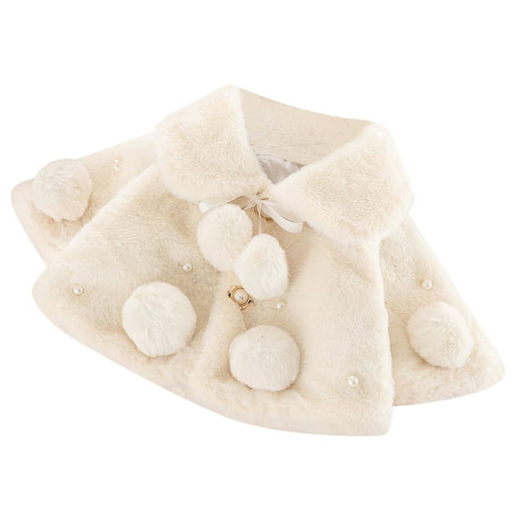 GEZHEN Children's Solid Color Plush Plush Thickened Faux Fur Coat Shawl Cape Faux Coat Winter Windproof Cloak Cute Soild Warm Toddler Baby Cape Girls Girls Coat&jacket