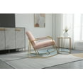 thumbnail image 3 of Upholstered Armchair Single Sofa Accent Comfortable Rocking Chair with Stainless Steel Feet Nursery Rocking Chair Velvet Fabric Padded Seat with High Backrest and Armrest Accent Chair(Pink), 3 of 8