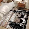 thumbnail image 4 of Deer Silhouettes Area Rugs 3'x5', Washable Small Throw Rugs for Living Room Bedroom, Trees Wooden Retro Art Farmhouse Indoor Outdoor Rug Non-Slip Low Pile Carpet Runner Reversible Floor Mats, 4 of 8