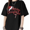 thumbnail image 1 of Camisetas para mujer Feliz Navidad, camisetas gráficas de manga corta, camisetas holgadas, camisetas casuales de algodón, 1 of 8