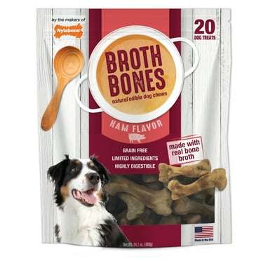 Nylabone Broth Bones for Dogs Bone Broth Small/Regular - Up to 25 Ibs. (20 Count)