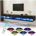 thumbnail image 6 of Anpoo 94.5'' Modern Floating TV Stand for TVs up to 100'' TV, LED High Gloss Entertainment Center with Storage & Power Outlet, TV Console with 20 Color Changing Lights for Living Room Bedroom, Black, 6 of 9