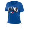 thumbnail image 2 of Women's WEAR by Erin Andrews Royal Toronto Blue Jays Side Lace-Up Cropped T-Shirt, 2 of 4