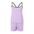 thumbnail image 3 of MKLEKYY Short Deportivo Mujer Casual Color Sólido Suspender Chaleco Pantalones Cortos Pijamas para El Hogar conjunto de Pantalones de Pijama, 3 of 4