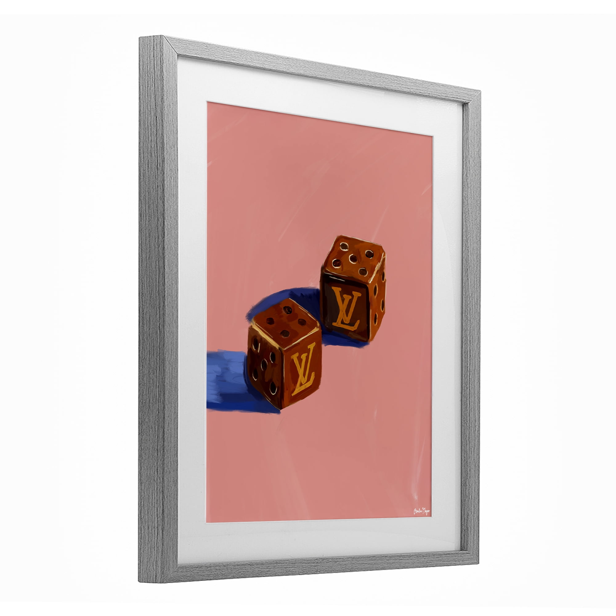 Stupell Industries Fashion Brand Dice Gray Framed Print Under Glass, design by Amelia Noyes