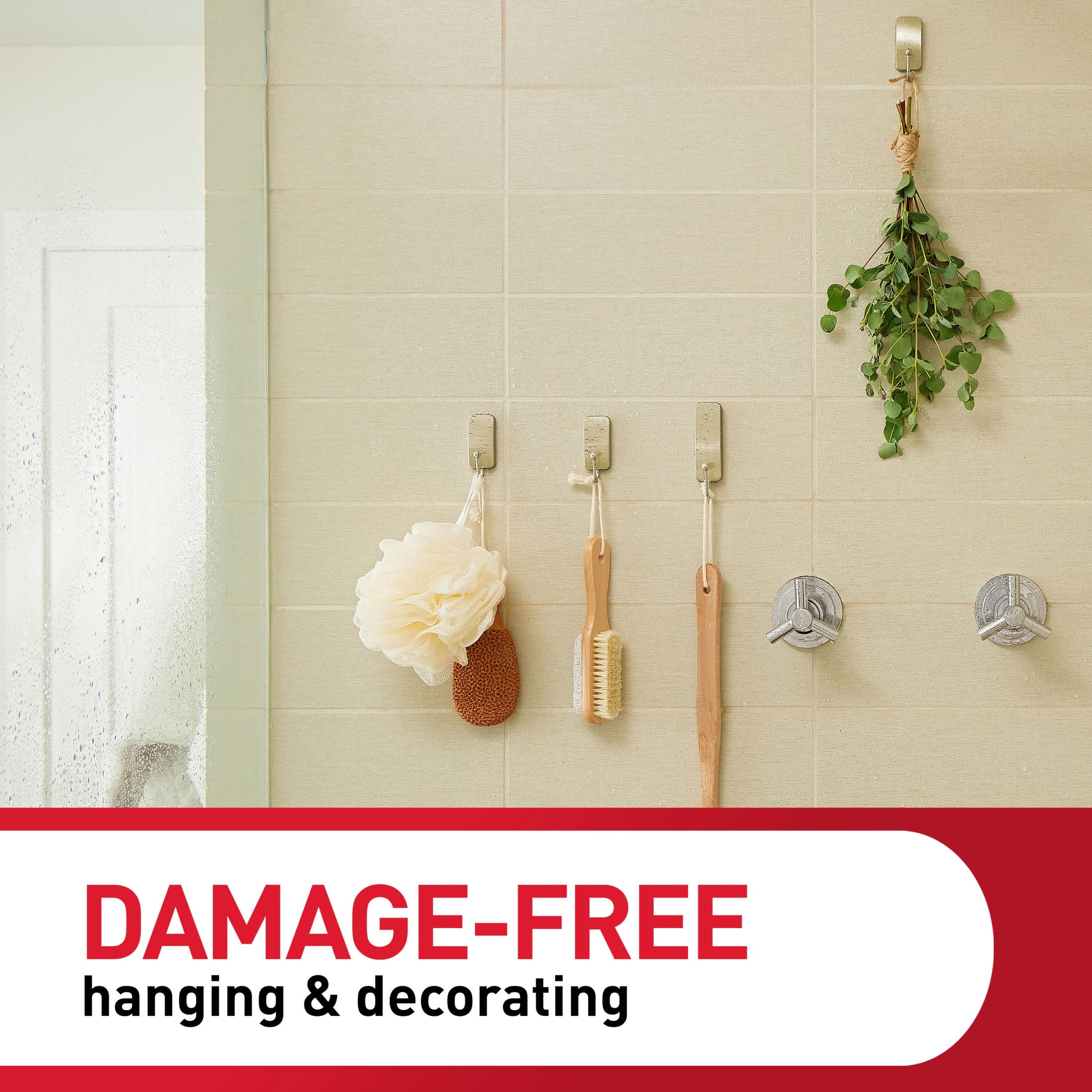 Command Bath Small Brass Finish Double Hook 2 Pack