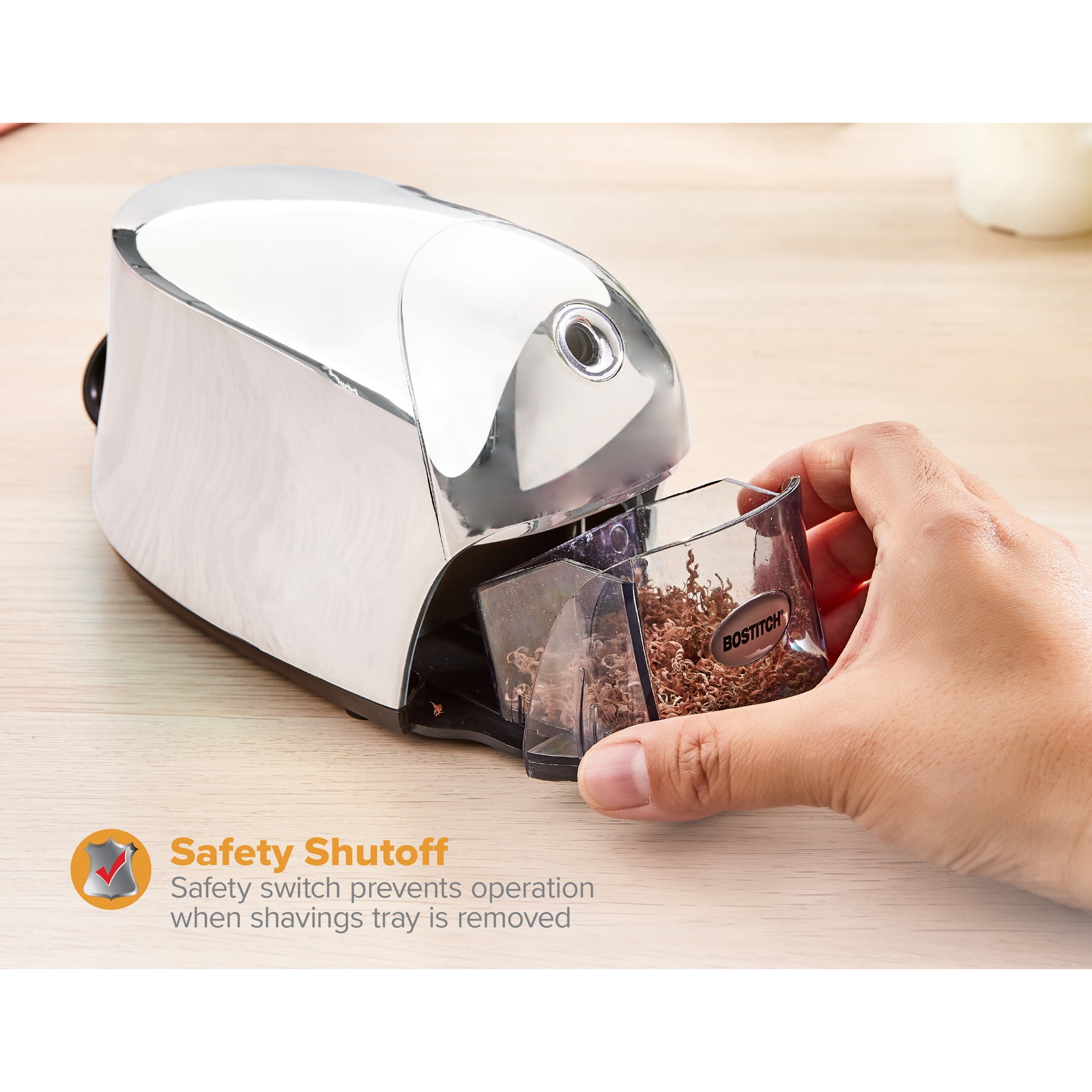 Bostitch QuietSharp Executive Electric Pencil Sharpener Chrome