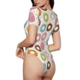 thumbnail image 2 of Honeii T-shirt Mode à Manches Courtes Col Rond Imprimé Donuts Coloré pour Femmes - Très Grand, 2 of 7