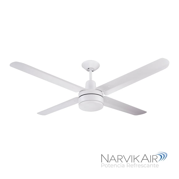 Narvik, Ventilador de Techo Industrial, Blanco, 56 pulgadas, con Luz, Control de Pared, Nuevo