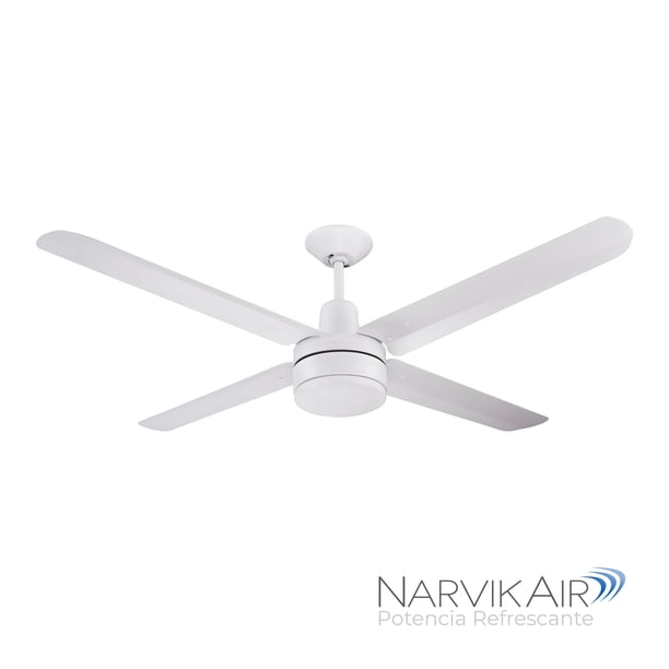 Narvik, Ventilador de Techo Industrial, Blanco, 56 pulgadas, con Luz, Control de Pared, Nuevo