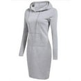thumbnail image 1 of LUXUR Robes à Capuche pour Femmes Manches Longues Pull à Capuche Couleur Unie Robe Sweat Ajustée avec Cordon Gris S, 1 of 2