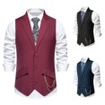 thumbnail image 1 of 2024 Spring And Summer New British Retro Fashion Solid Color Wedding Dress Lapel Men's Suit Vest, 1 of 3