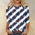 thumbnail image 2 of Women’s Long Sleeve Crew Neck Star Print Casual Pullover Top Gradient Pattern Lightweight Loose Fit Blouse for Everyday Wear Navy XL, 2 of 5