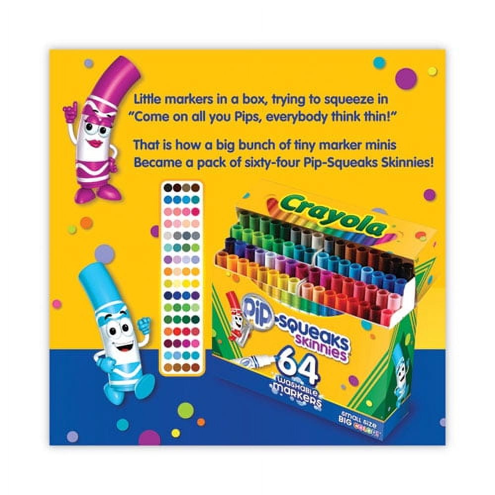 Pip-Squeaks Skinnies Washable Markers, Medium Bullet Tip, Assorted Colors, 64/pack | Bundle of 2 Sets