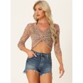 thumbnail image 3 of Unique Hauts à Col en V Torsadé pour Femmes Manches Longues Pull Creux Crop Top Multicolore S, 3 of 6