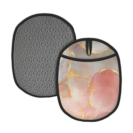 

Lukts Abstract Marble Texture Print Silicone Pot Mat Mitten With Hanging Loop Heat Resistant Oven Mitts Non-Slip Bbq Baking Smoking Potholders