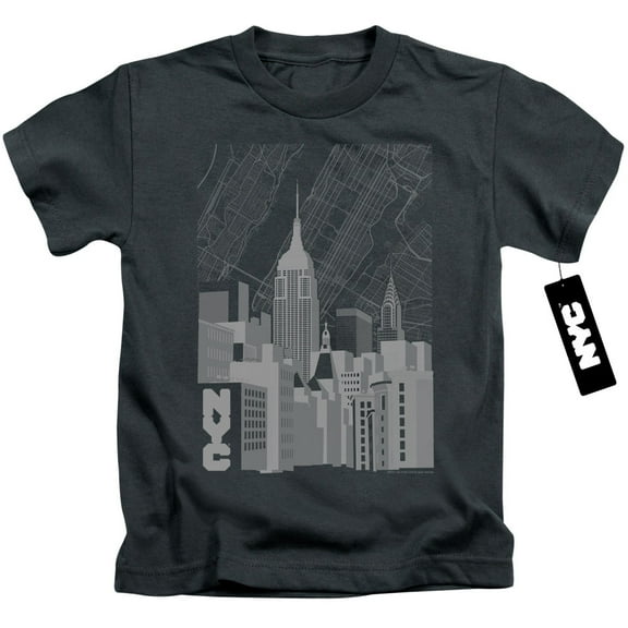 New York City Manhattan Monochrome Youth 18/1 T-Shirt Charcoal