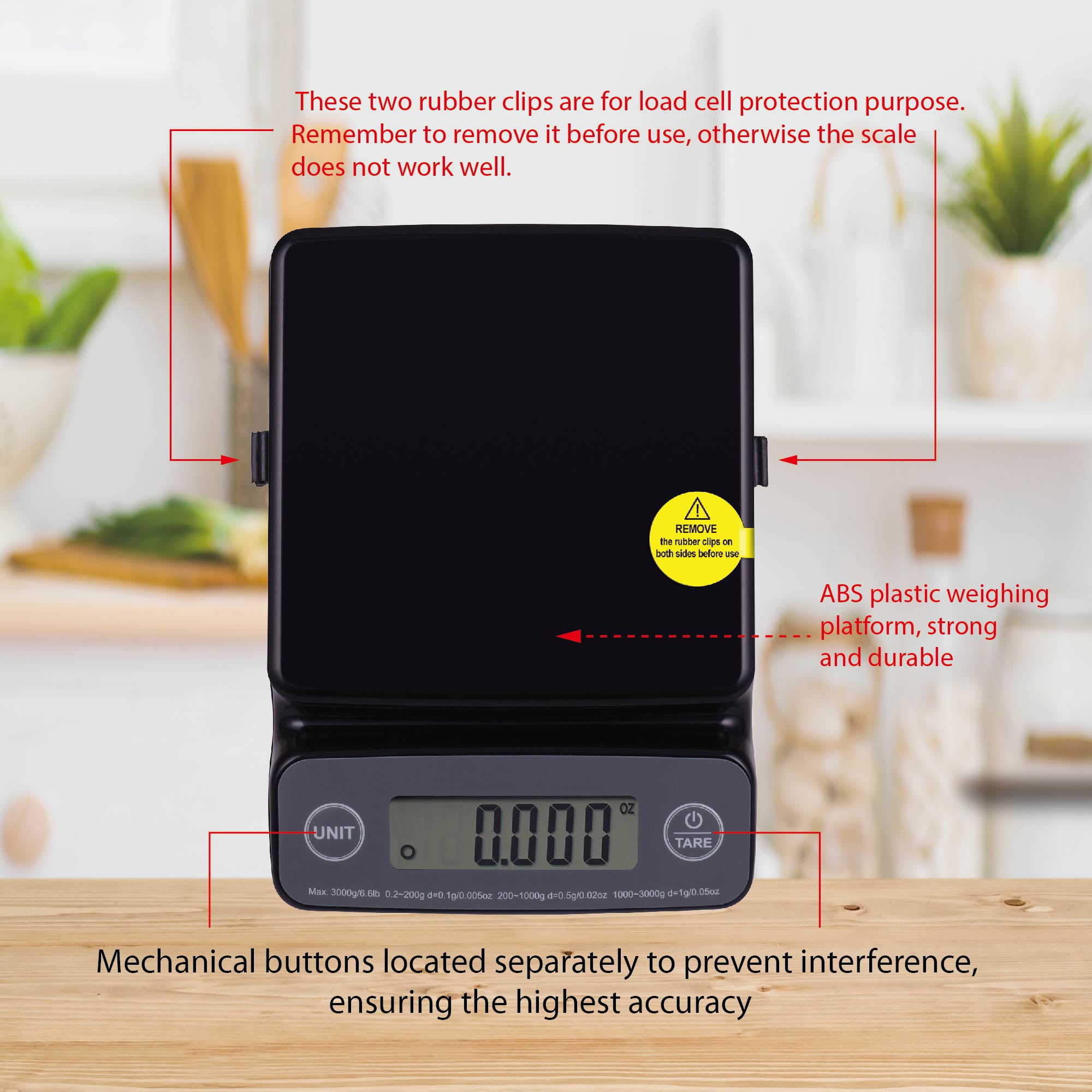 MegaWise Premium Kitchen Scale, 33lb Capacity, Waterproof Tempered