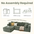 thumbnail image 3 of Indoor Modular Sectional Sofa with Reconfigurable Modules, Corduroy Upholstery, Vacuum Design, No-Assembly Design, Left Facing Chaise, Green, 3 of 9