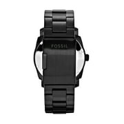Fossil Machine Mens Three-Hand Day-Date, Black Stainless Steel Watch