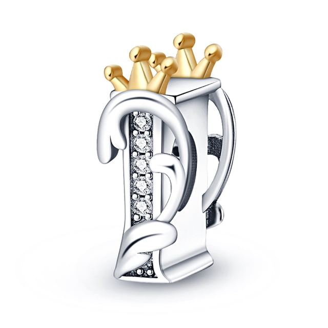 100 % Plata Esterlina 925 Pandora Charm 26 Letras Con Barbas Corona Letra Colgante Adecuado Para Pulsera diy Moda Joyería Regalo Gao Jiahui unisex