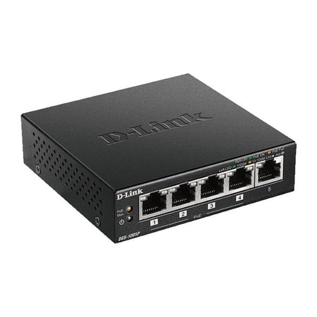 UPC: 0790069440939 | D-Link 5-Port Gigabit PoE+ Unmanaged/Plug and Play (60W Total PoE Budget 4xPort) Metal Compact Desktop Switch – (DGS-1005P)