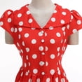 thumbnail image 4 of BRGZLK Dresses for Women Vintage Short Sleeve Cap Sleeve Lapel Collar Single Breasted Polka Dot Print Midi Dress Cocktail Party Evening Prom Gown Red M, 4 of 4