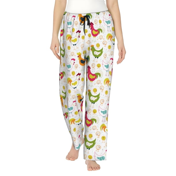 Balery Chickens A Pantalones de pijama para mujer, pijamas ultraligeros, pantalones de estar por casa-Small