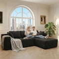 thumbnail image 3 of Gizoon 105" L Shaped Sectional Couch for Living Room, Memory Foam Cloud Sofa with Chaise, Modular Corduroy Floor Sofa, Black, 3 of 9