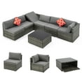 thumbnail image 4 of Homrest 7-Piece Wicker Outdoor Patio Dining Set, Gray, 4 of 9