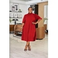 thumbnail image 3 of Plus Size Maxi Dress for Women Casual Pleated Dress Summer Short Sleeve Flowy Swing Dress Loose Beach Dresses Red XL, 3 of 5