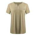 thumbnail image 2 of Kureaily Ladies Top V Neck Solid Color Short Sleeve Pocket Loose T Shirt Tees T-Shirts for Women, 2 of 3